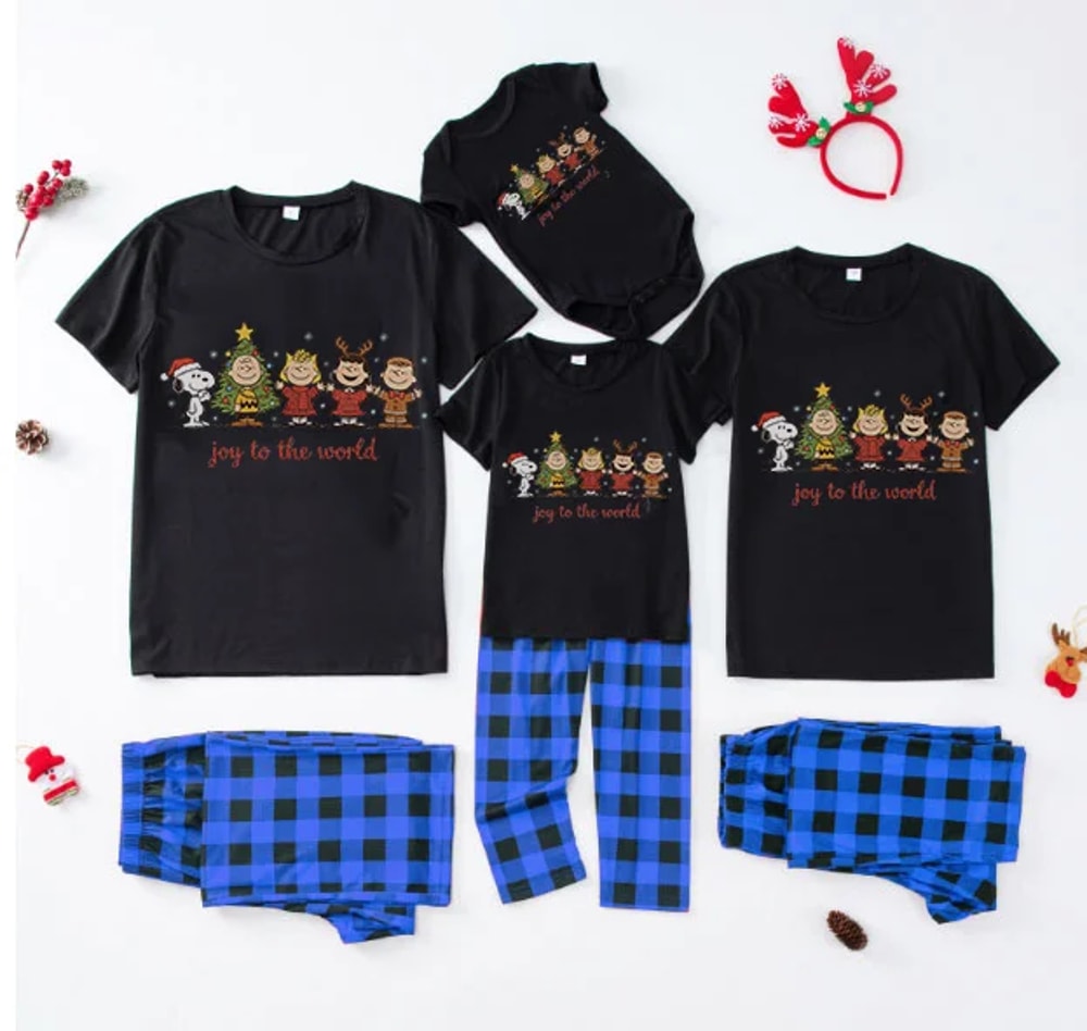 Joy To The World Peanuts Christmas Family Pajamas