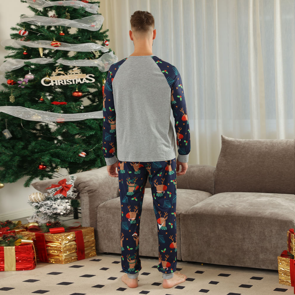 Christmas Reindeer Family Matching Pajamas Holiday Print Set