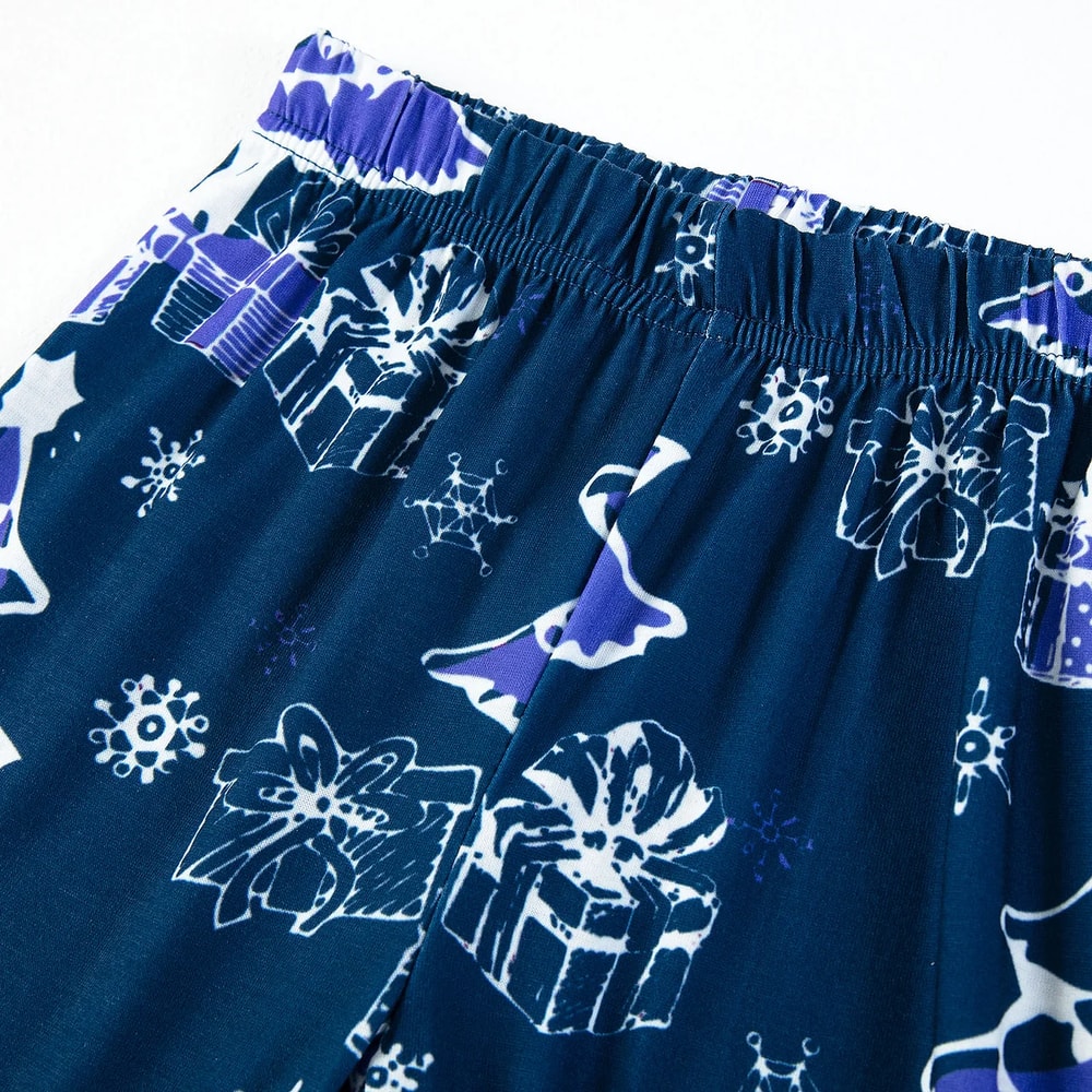 Frosty,Rudolph,Santa&Jesus Christmas Blue Matching Pajamas