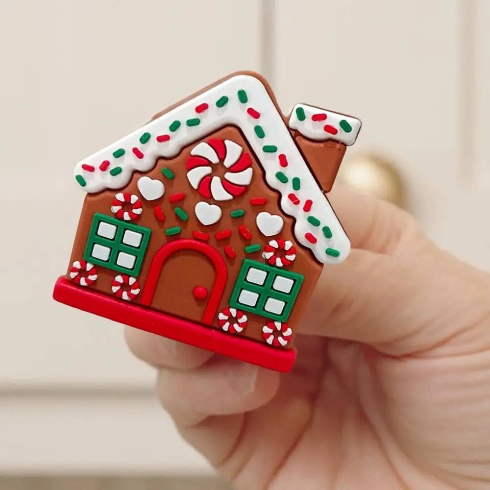 10 Pcs Christmas Button Covers Gingerbread House Shape