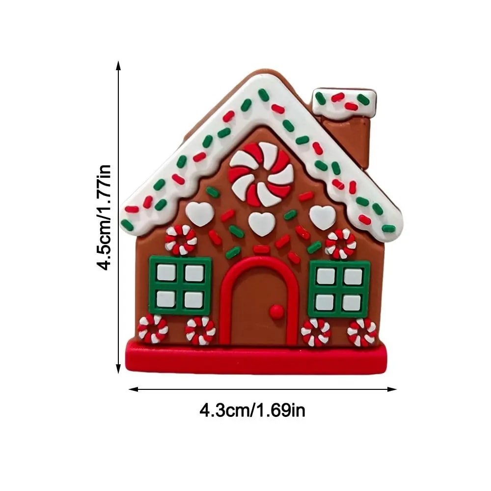 10 Pcs Christmas Button Covers Gingerbread House Shape