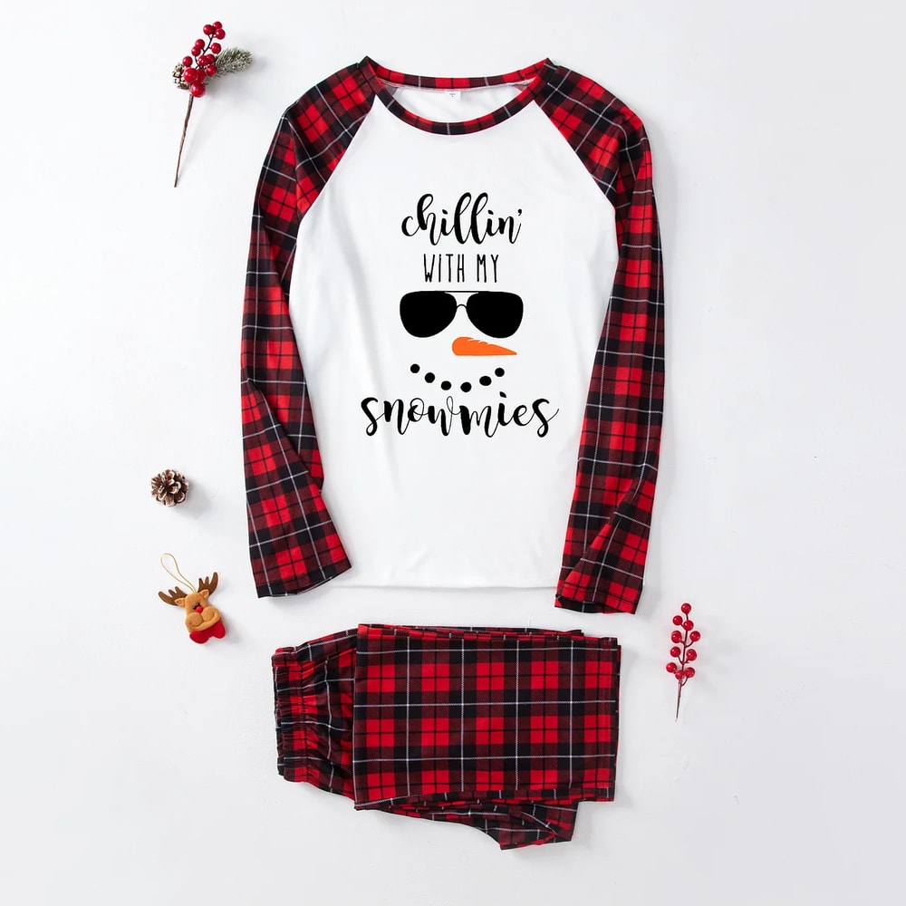 Chillin' with the Snowmies Christmas Plaids Family Matching Pajamas Set