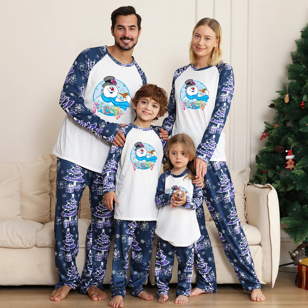 Frosty The Snowman Christmas Blue Matching Pajamas