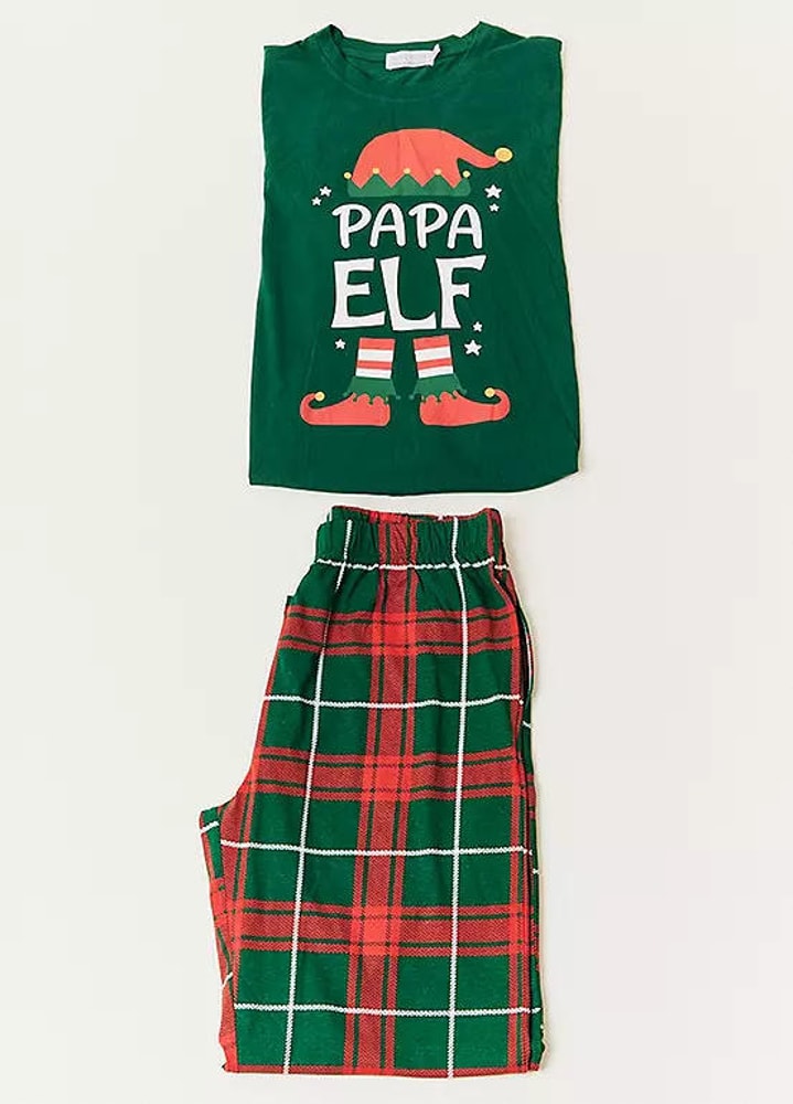 Christmas Elf Family Matching Pajamas Green Red Holiday Set&nbsp;