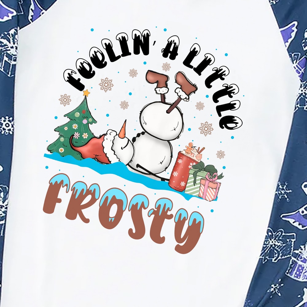 Feelin’ a Little Frosty Snowman Matching Family Christmas Pajama Set with Pet Outfit
