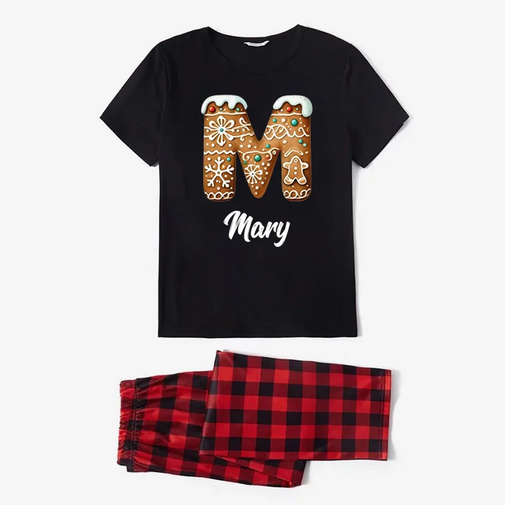 Personalized Monogram Family Christmas Pajamas Gingerbread PJs Sets