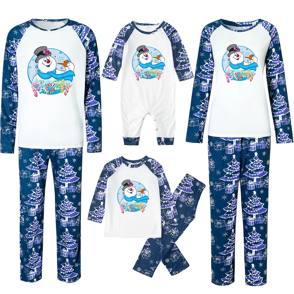 Frosty The Snowman Christmas Blue Matching Pajamas