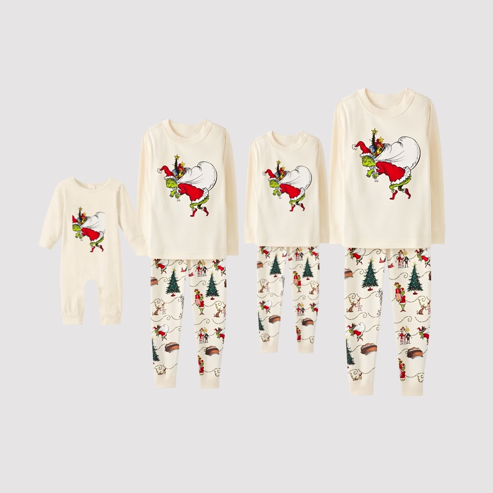 Green Christmas Mischief Character Family Matching Pajama Set