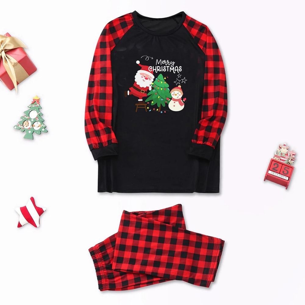 Festive Santa Christmas Tree Matching Family Pajama Set