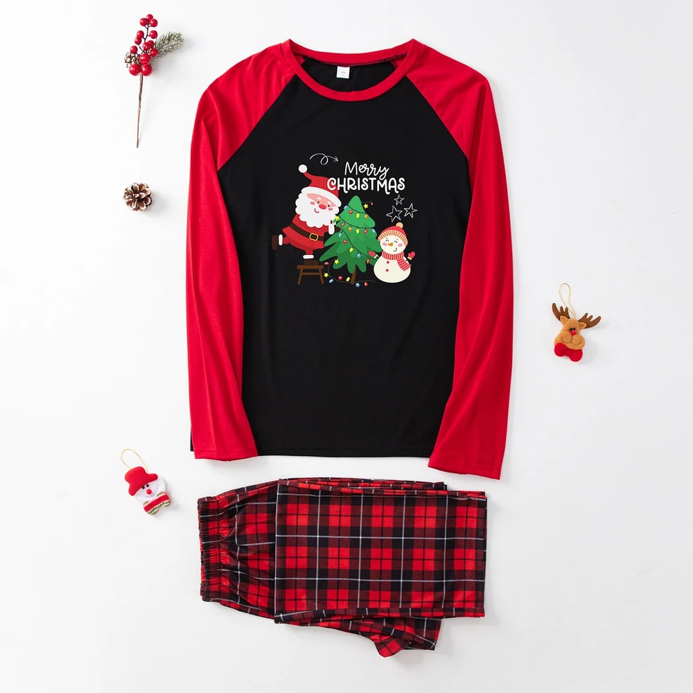 Red Plaid Merry Christmas Santa Family Matching Pajamas