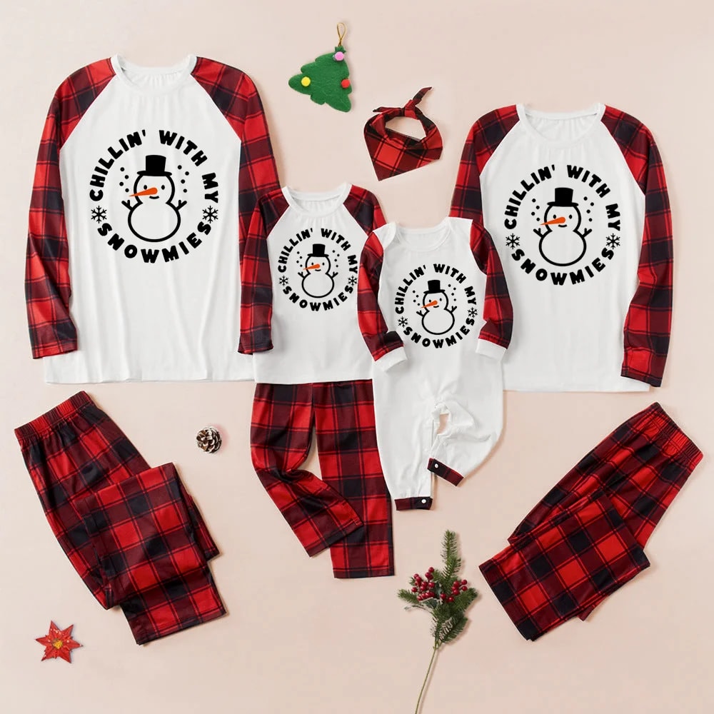 Chillin' with my Snowmies Family Christmas Matching Pajamas Set