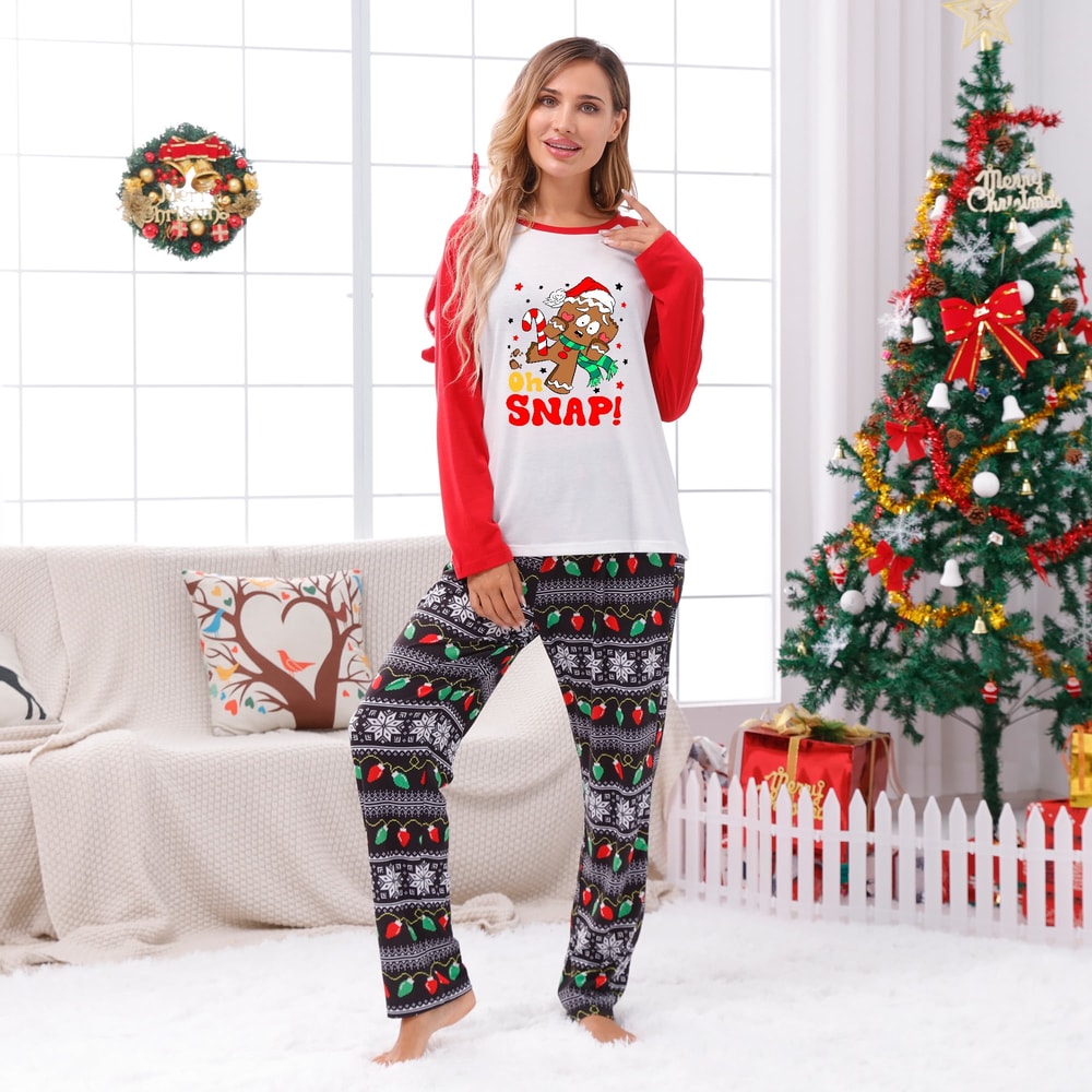 Dog And Family Christmas Pajamas With Cute Gingerbread Oh Snap