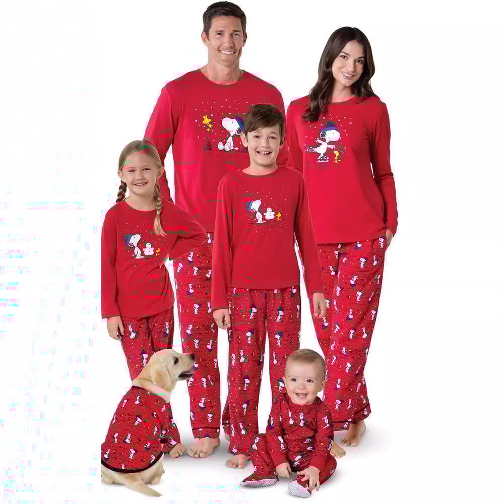 Snoopy Red Christmas Family Matching Pajamas with Dog Outfit