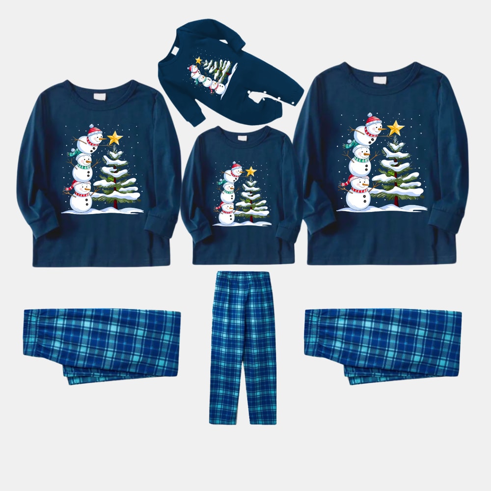 Snowman Christmas Tree Family Matching Pajama Set