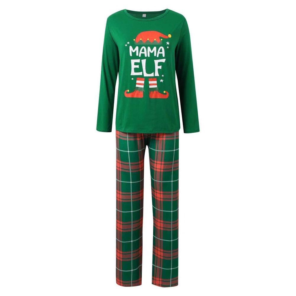Christmas Elf Family Matching Pajamas Green Red Holiday Set&nbsp;