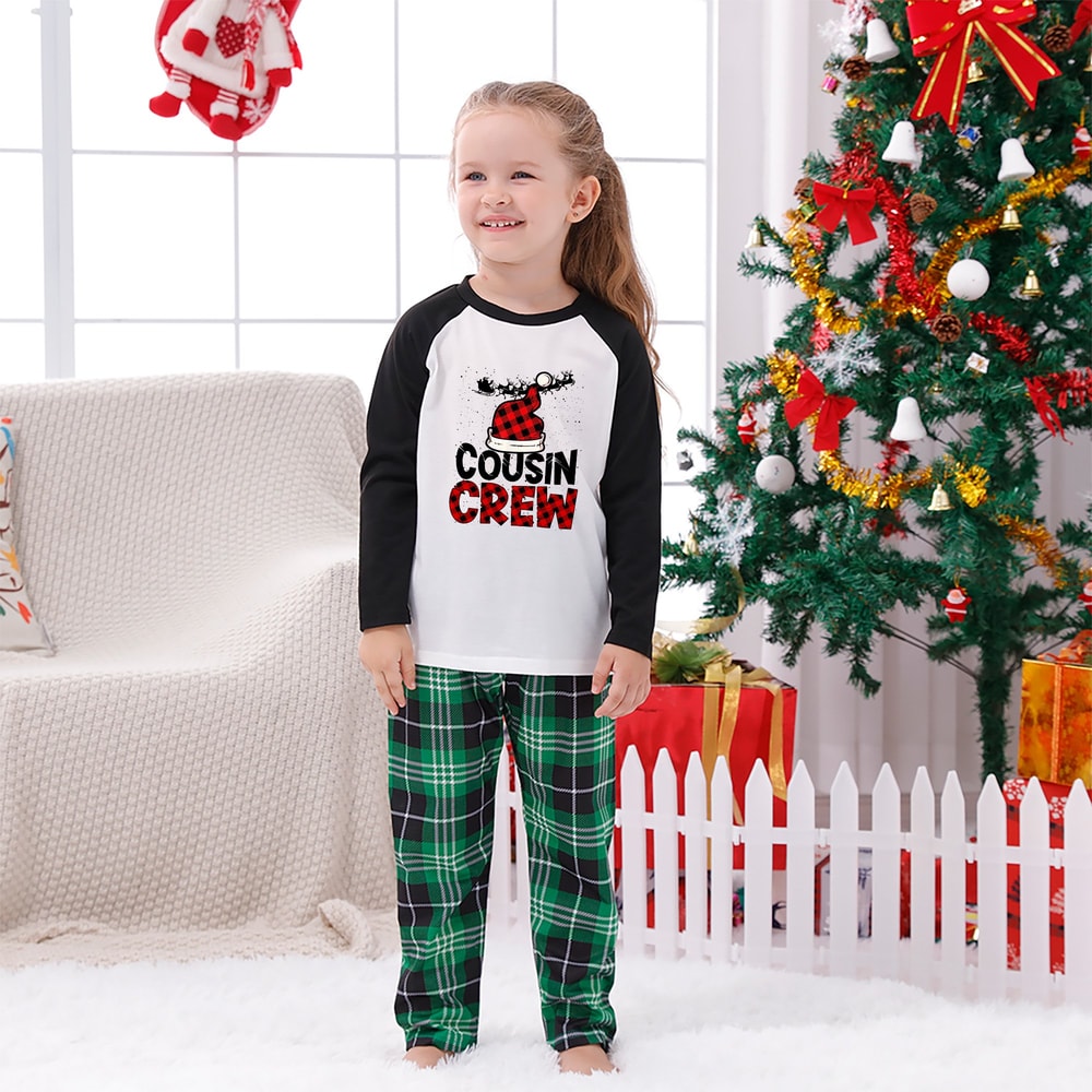 Cousin Crew Green Plaid Matching Family Christmas Pajama Set with Pet Outfit