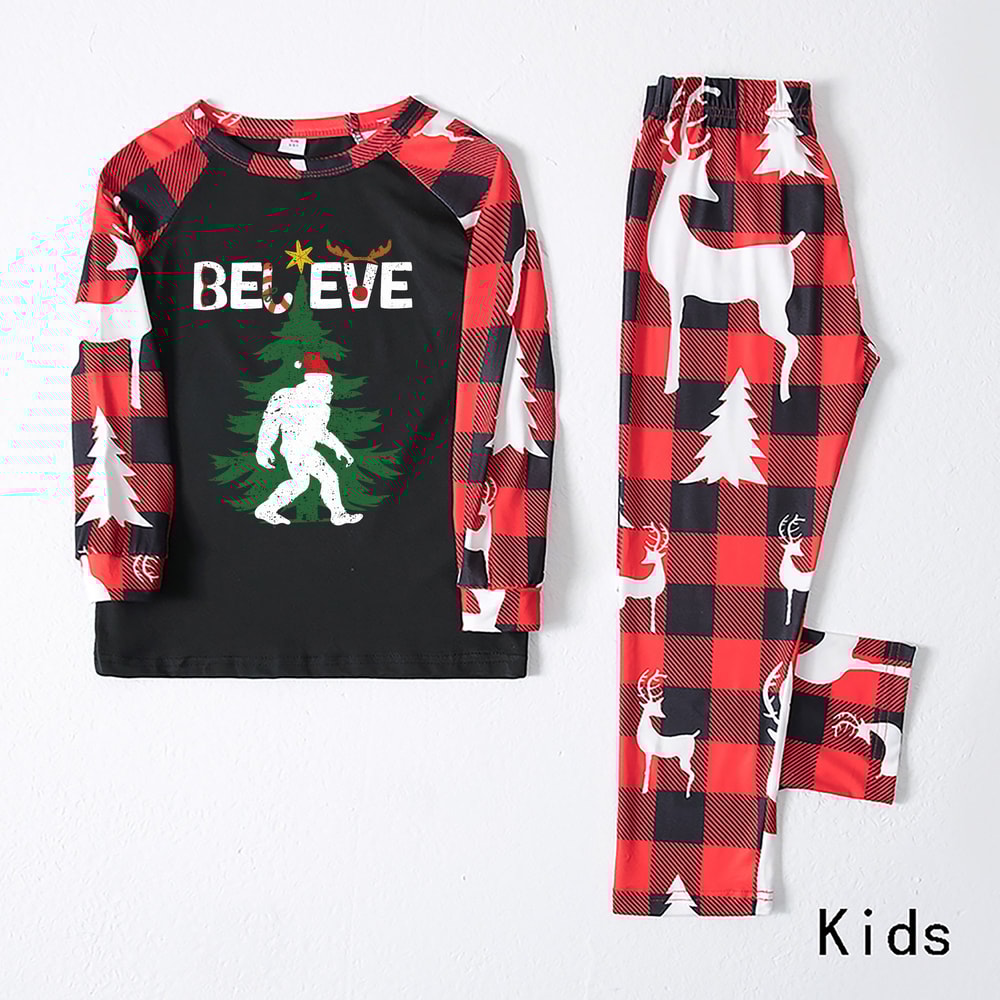 Believe Bigfoot Matching Family Christmas Pajamas