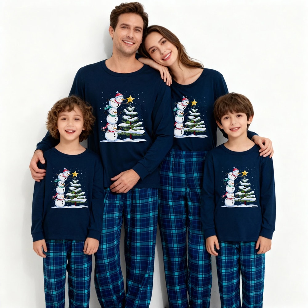 Snowman Christmas Tree Family Matching Pajama Set
