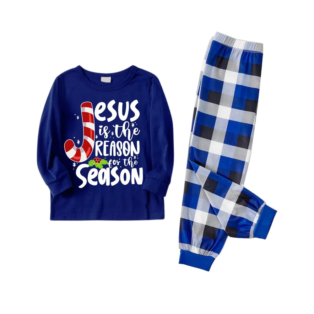 Jesus Is the Reason Blue Family Holiday PJs