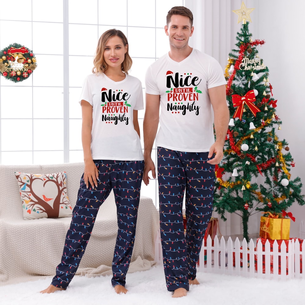 Nice Until Proven Naughty Matching Family Christmas Pajama Set