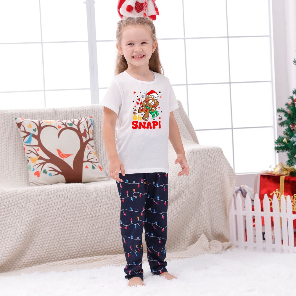 Christmas Pajamas Cute Gingerbread Oh Snap Short Sleeve Two-pieces
