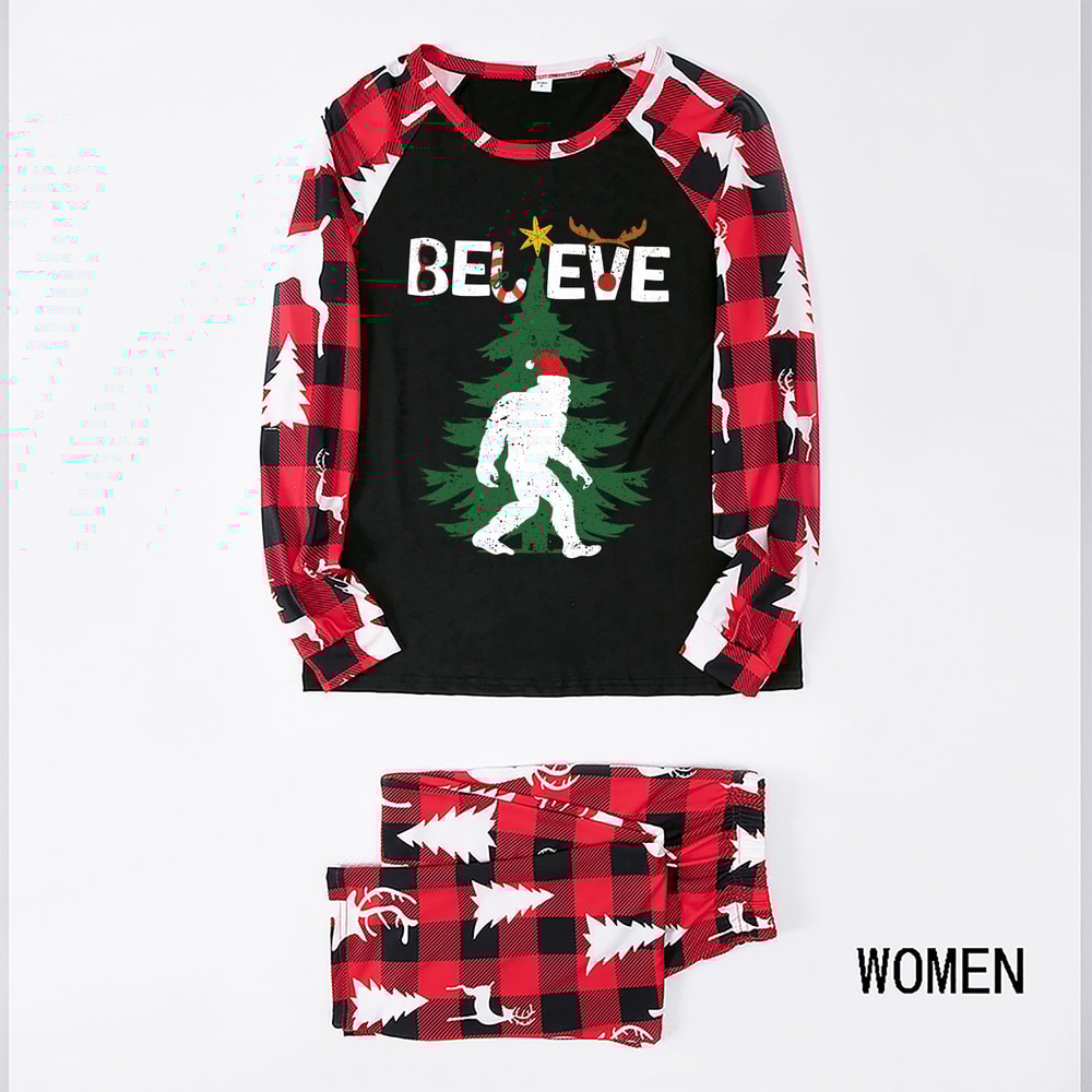 Believe Bigfoot Matching Family Christmas Pajamas