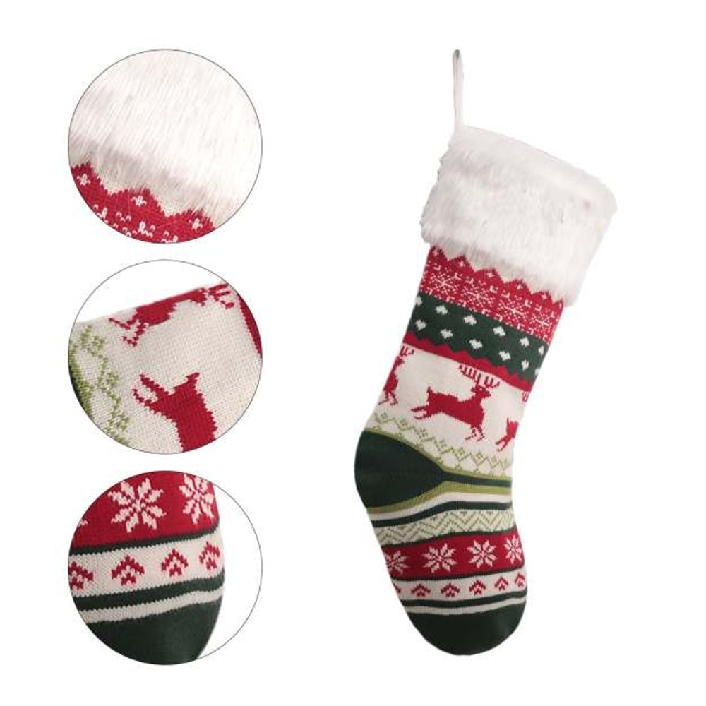 Festive Knitted Christmas Stockings with Soft Fur Trim for Holiday Decorations
