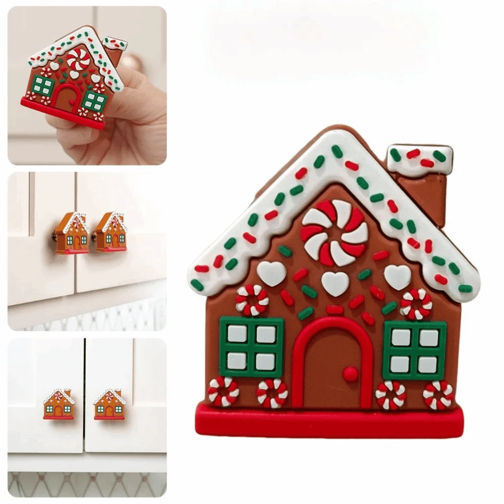 10 Pcs Christmas Button Covers Gingerbread House Shape