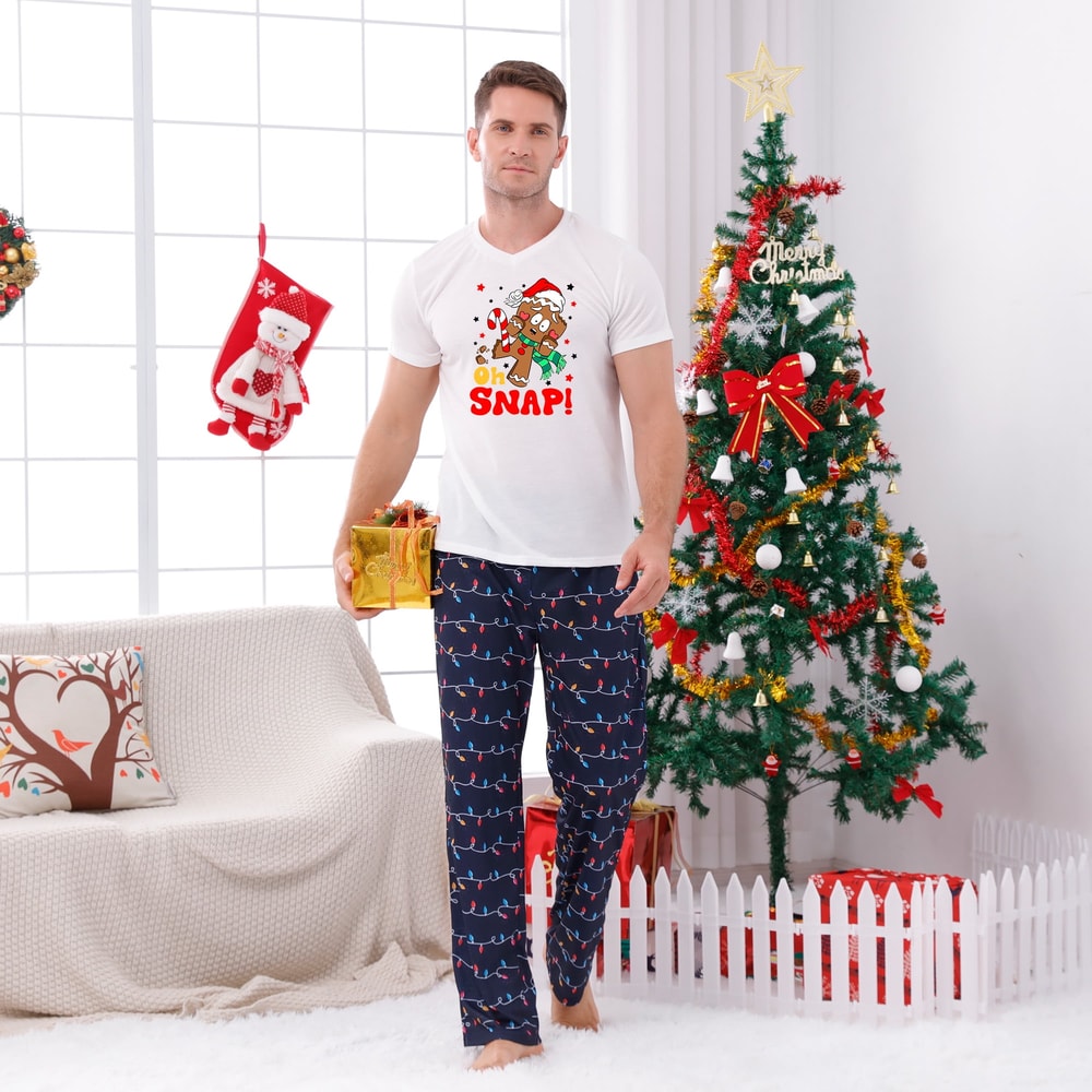 Christmas Pajamas Cute Gingerbread Oh Snap Short Sleeve Two-pieces