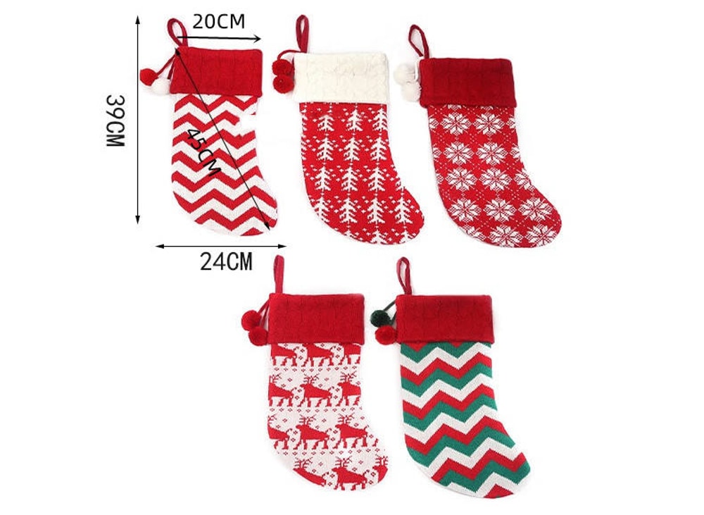 Christmas Tree Ornaments Knitted Woolen Christmas Socks Candy Gift Bag