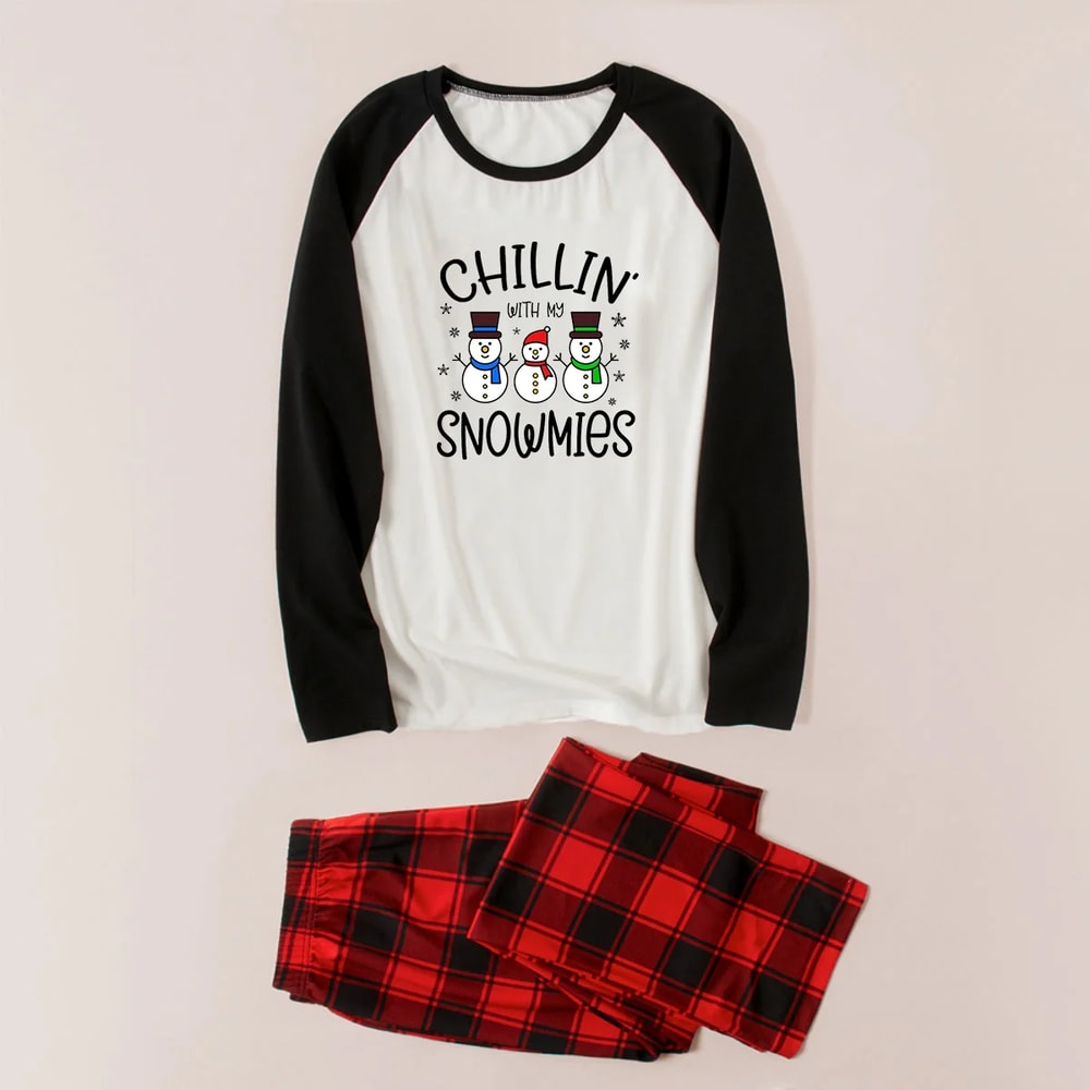 Chillin' with my Snowmies Christmas Family Pajamas with Pet Matching Shirt