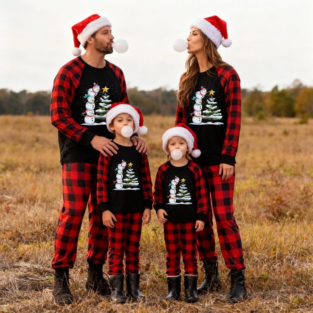 Snowman Tree Christmas Pajamas for the Whole Family and Pets