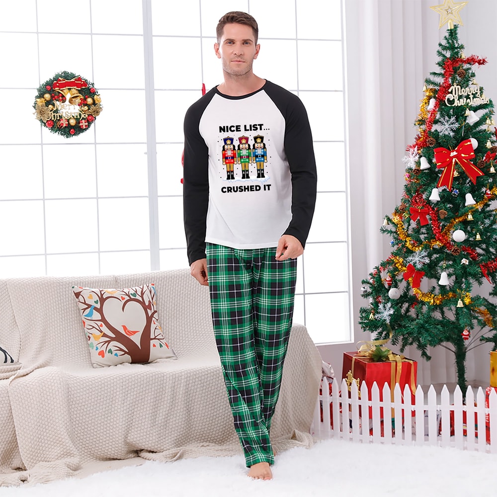 Nutcracker Matching Family Christmas Pajamas Green Plaid