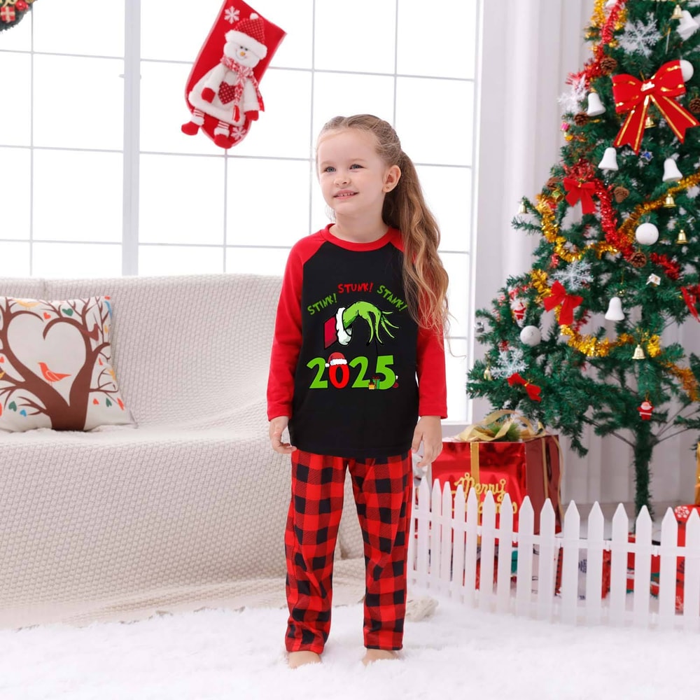 Grinch 2025 Stink Stank Stunk Family Matching Christmas Pajamas Plaid Set