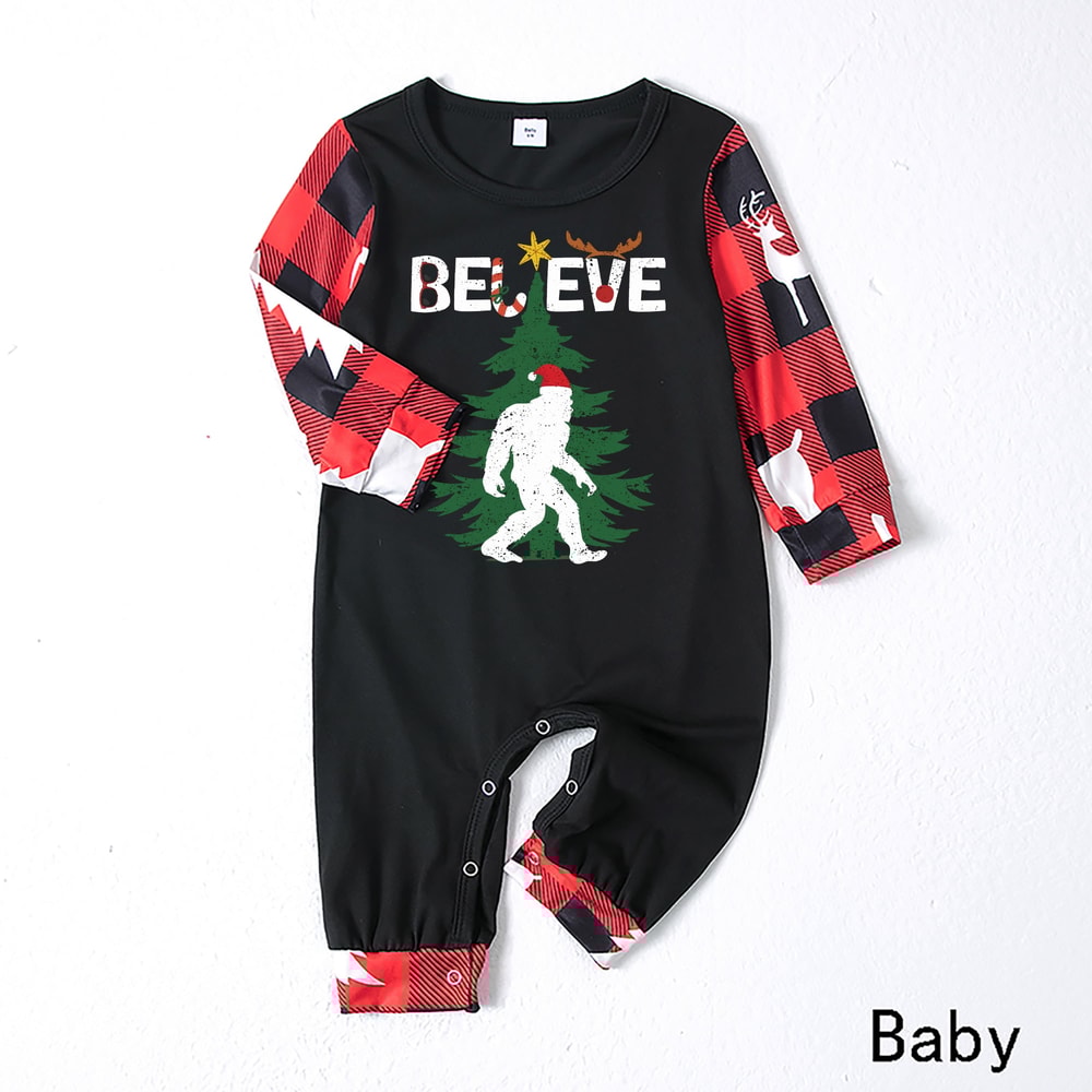 Believe Bigfoot Matching Family Christmas Pajamas