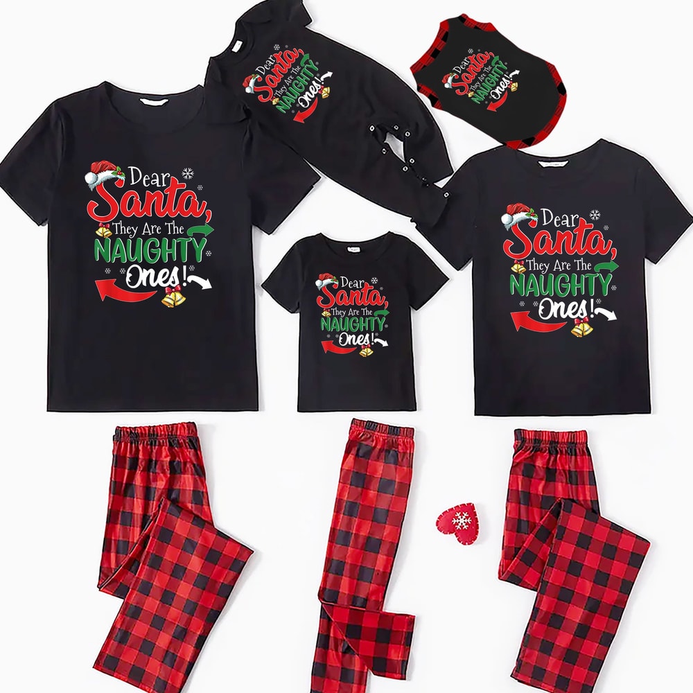 Dear Santa Naughty Ones Short Sleeve Matching Family Holiday Pajamas