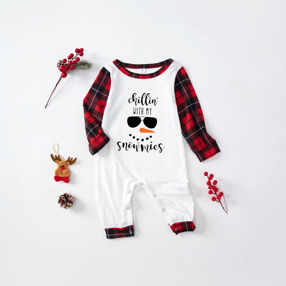 Chillin' with the Snowmies Christmas Plaids Family Matching Pajamas Set