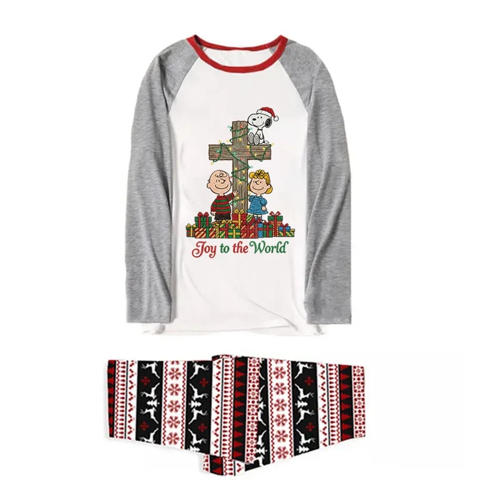 Joy To The World Peanuts Nativity Christmas Family Matching Pajamas