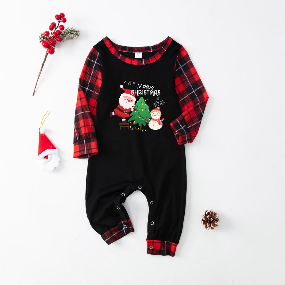 Red Plaid Merry Christmas Santa Family Matching Pajamas