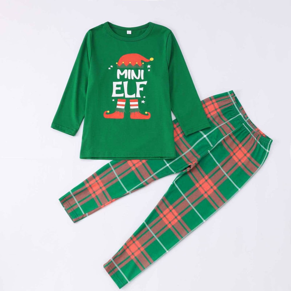 Christmas Elf Family Matching Pajamas Green Red Holiday Set&nbsp;