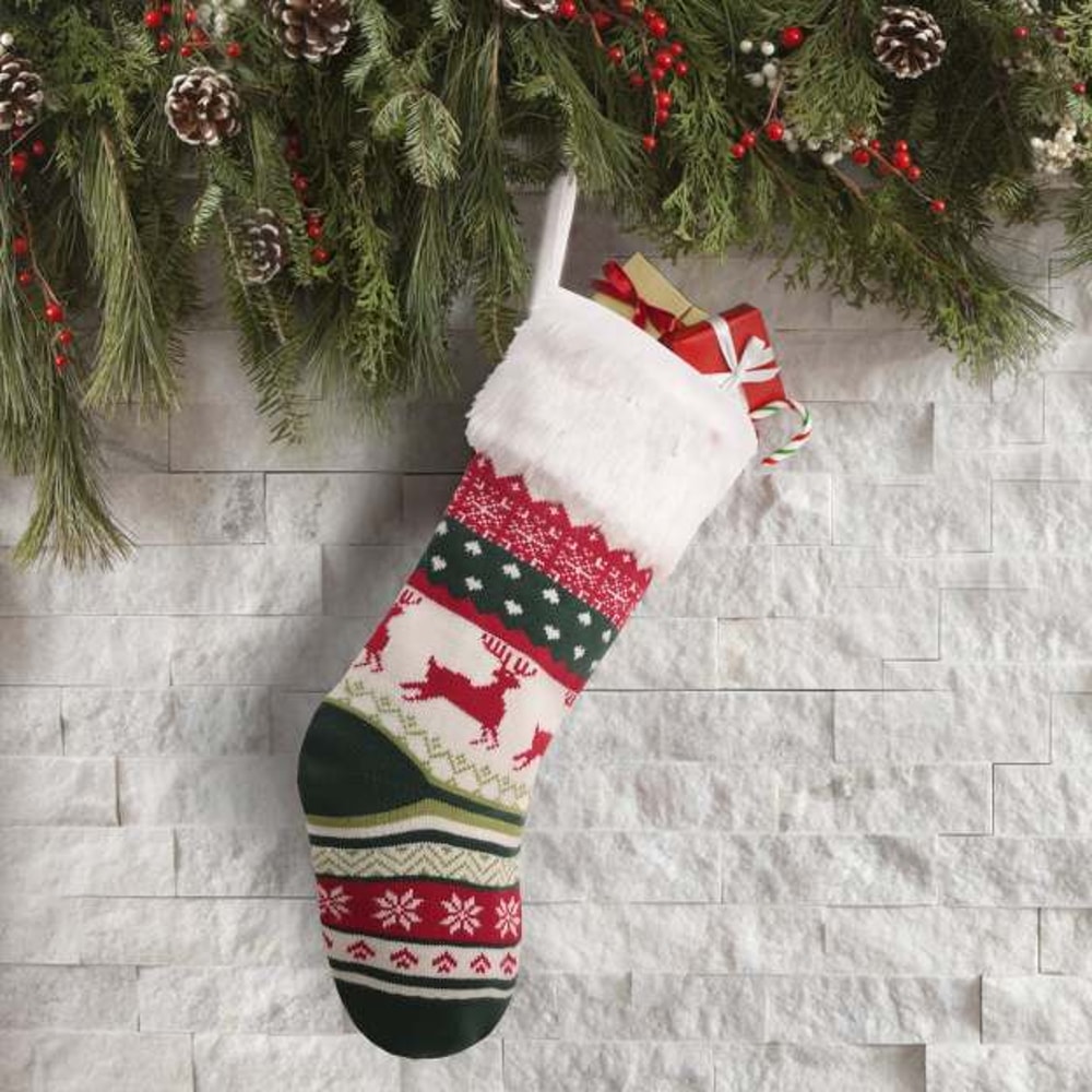 Festive Knitted Christmas Stockings with Soft Fur Trim for Holiday Decorations