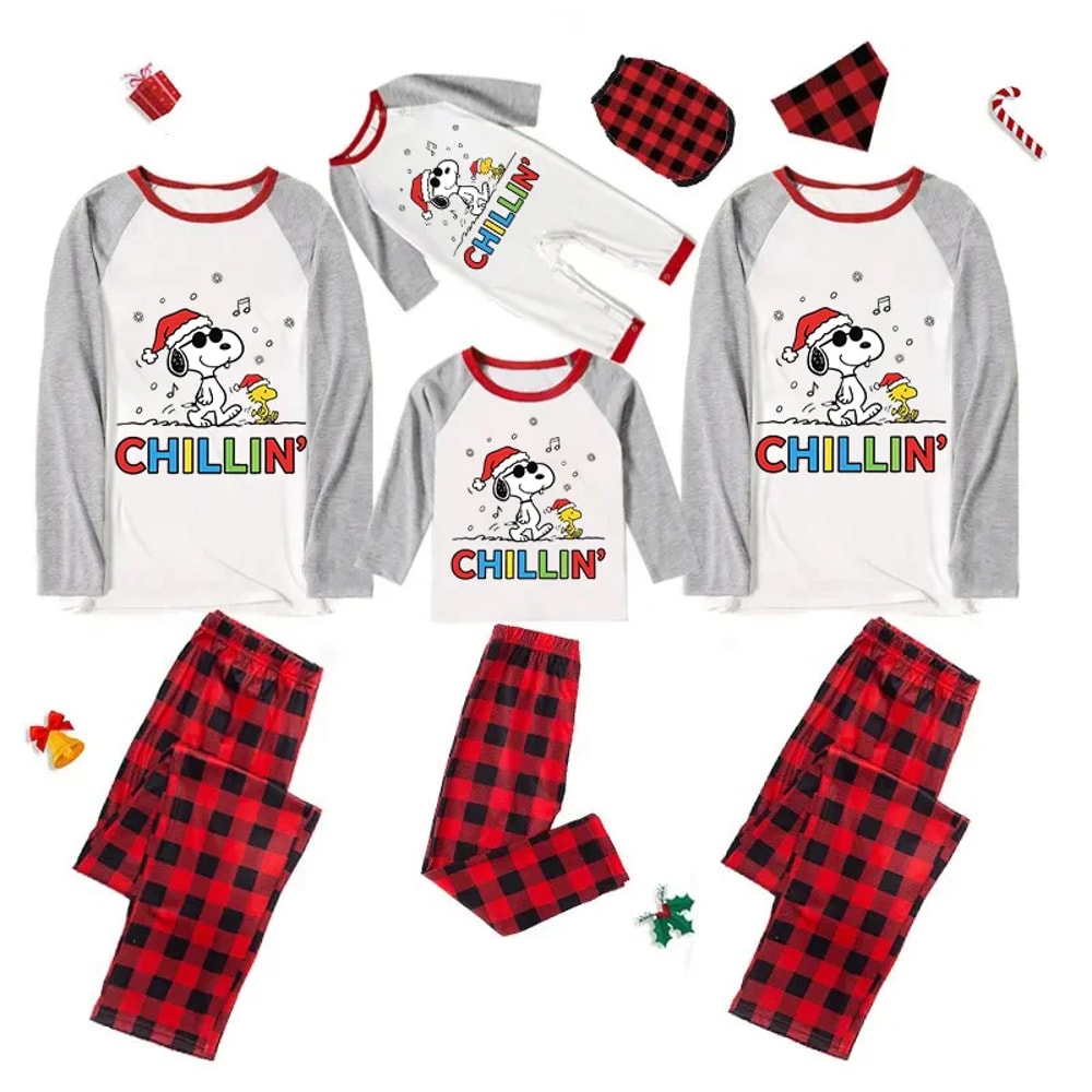  Colorful Chillin Peanuts Christmas Family Pajamas