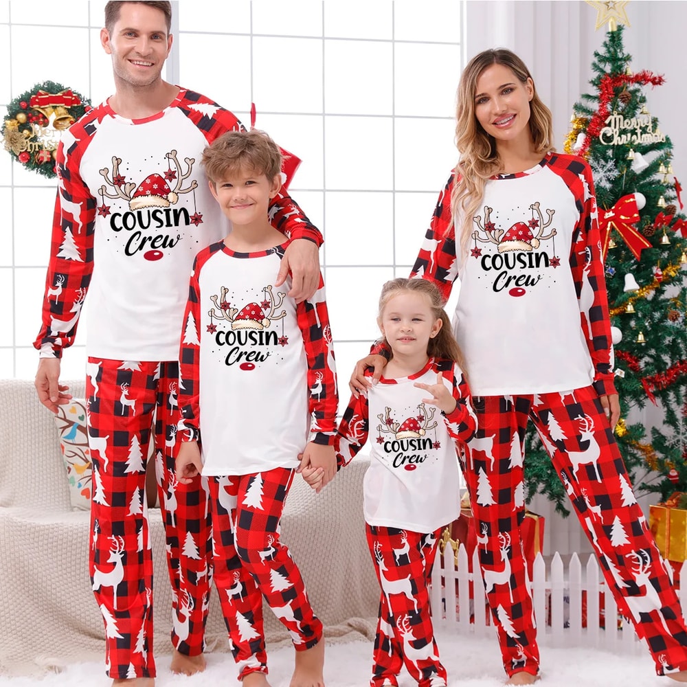 Cousin Crew Christmas Reindeer Print Family Matching Pajamas Sets