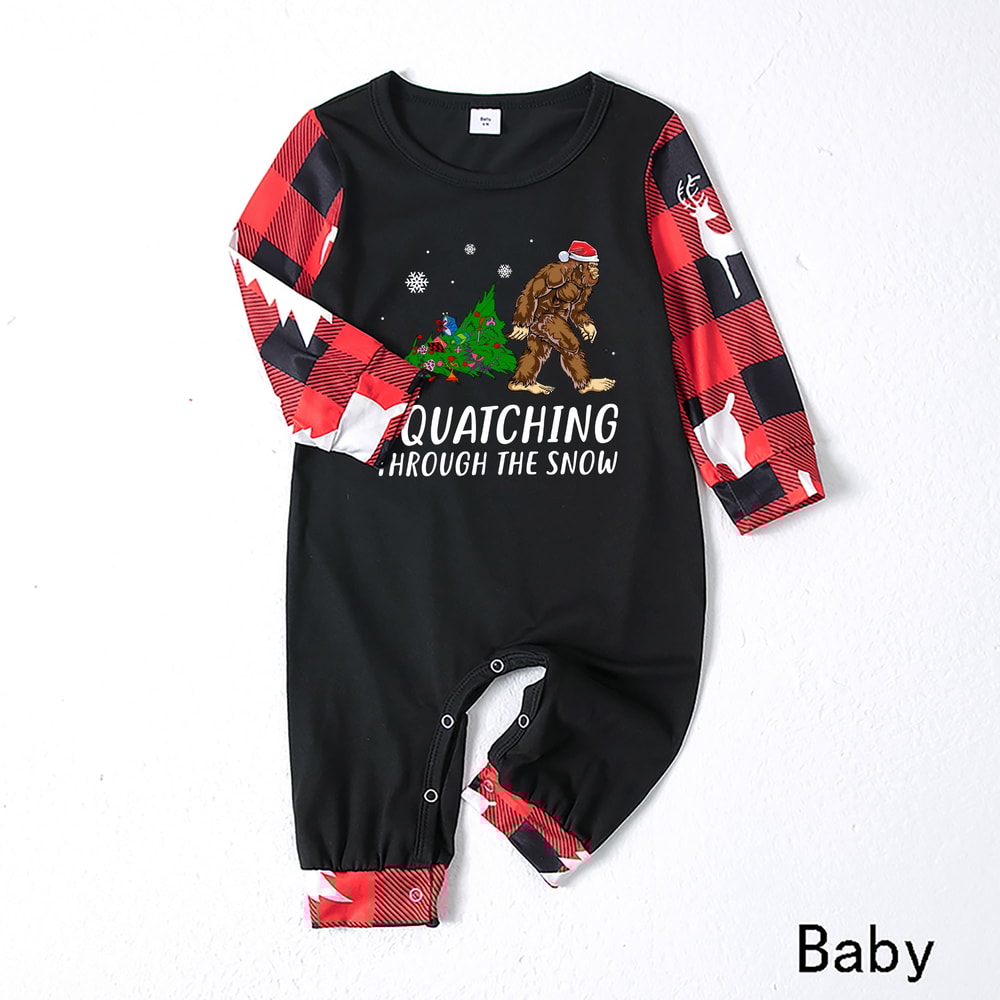 Squatching Through the Snow Bigfoot Matching Family Christmas Pajamas
