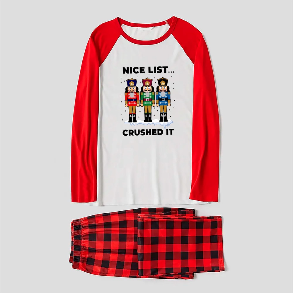 Nice List Crushed It Nutcracker Matching Family Christmas Pajama Set with Pet Shirt