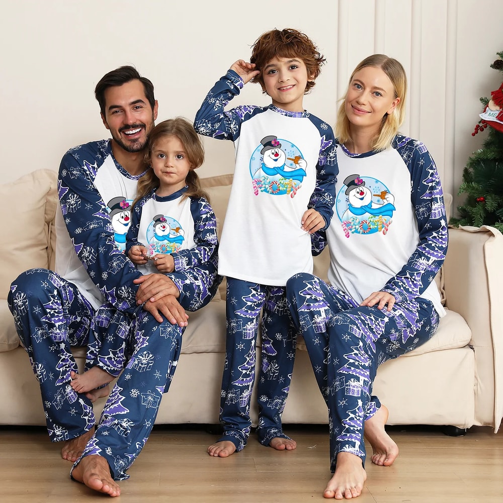 Frosty The Snowman Christmas Blue Matching Pajamas