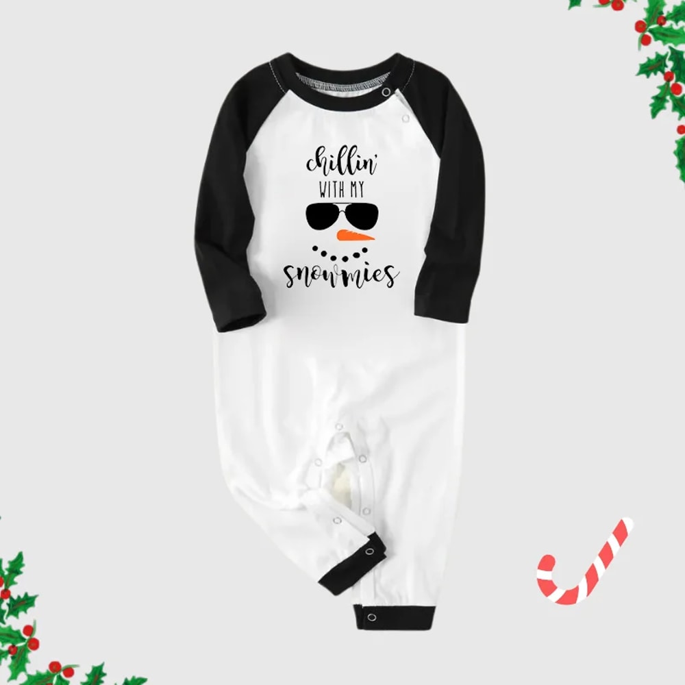 Chillin' with the Snowmies Christmas Green Print Family Matching Pajamas Set