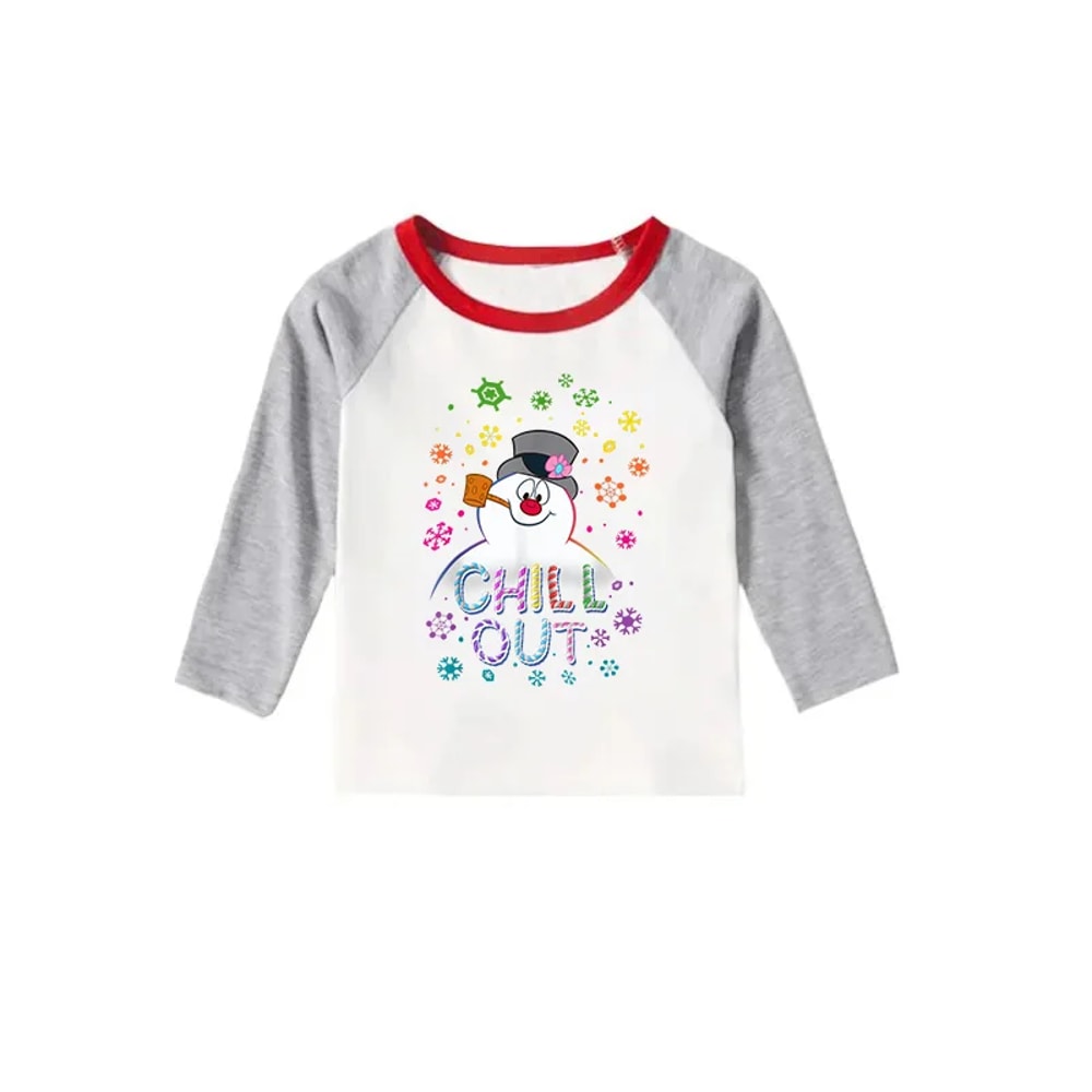 Frosty Chill Out Snowman Matching Family Christmas Pajama Set with Pet Outfit