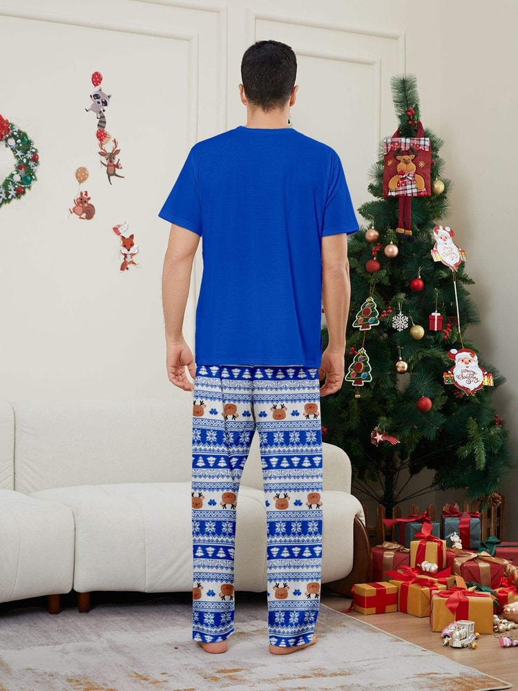 Happy Family Blue Christmas Matching Pajama Set