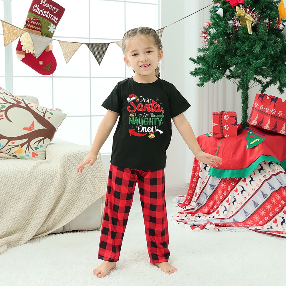 Dear Santa Naughty Ones Short Sleeve Matching Family Holiday Pajamas
